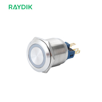 Bouton-poussoir LED plats, étanche et antidéflagrant, 12v AC, DC, Dpdt, auto-verrouillage, sans Nc, 10 pièces, 22mm