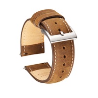 Bracelet de montre en cuir véritable avec coutures en cuir ciré marron Bracelet de remplacement en cuir de vachette pour hommes matures