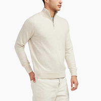 Decheng – sweat-shirt à capuche épais de qualité supérieure pour homme, pull Beige à fermeture éclair, pull en cachemire, 1/4