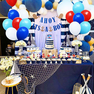 Nicro-ensemble de décorations pour premier <span class=keywords><strong>anniversaire</strong></span> de bébé, thème océ<span class=keywords><strong>an</strong></span> nautique, ancre marin, décorations, fournitures de fête prénatale, pour garçons, - Product Image 3