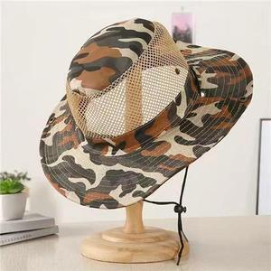 หมวกกันแดดปีกกว้างสำหรับผู้ชาย ผ้าตาข่าย ปรับได้ พับเก็บได้ ป้องกันรังสียูวี เหมาะสำหรับกิจกรรมกลางแจ้ง ตกปลา ทำงาน ลายพิมพ์แบบรีดร้อนเคลือบ - Product Image 1