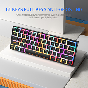 For KA616 60 Percent Tkl 61 Keys Pudding Keycaps Red Switch RGB Backlit Hot Swap <b>USB</b> Type-C Wired Gaming <b>Keyboard</b> KA616 61 Keys - Product Image 2