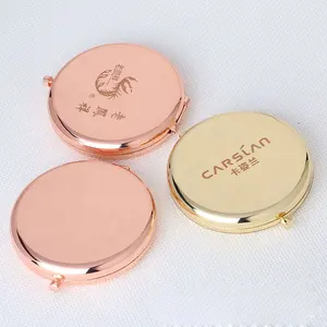 Hot Quà Lưu Niệm Vòng Đôi Bên Kim Loại Pocket Gương Mạ Vàng Make Up Gương Nhỏ Gọn Biểu Tượng Tùy Chỉnh - Product Image 1