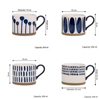 Mug à petit-déjeuner en céramique 450 ml avec logo personnalisé, tasse à café peinte à la main, bol à flocons d'avoine grande capacité avec poignée pour la maison et le bureau