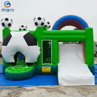 Надувной футбольный замок-батут с горкой, коммерческий надувной парк аттракционов, производство Китай