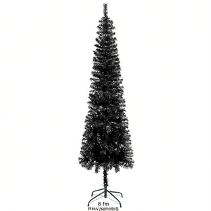 Sapin de Noël artificiel noir en forme de cône, 8 pieds, PVC, support en acier, décoration intérieure, sapin festif, sans lumières incluses - Product Image 1