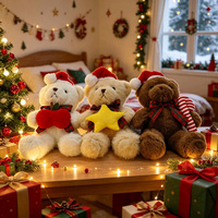 Ours en peluche de Noël personnalisé avec chapeau de Père Noël, jouet en peluche doux, ours en peluche de Noël, décoration de la maison, cadeau de Noël pour enfants