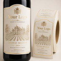 Etiqueta Adhesiva de Metal/Aluminio Dorada con Logotipo en Relieve Personalizado y Duradero para Vino