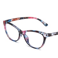 Nouvelles lunettes œil-de-chat vibrantes, décoratives d'été, anti-lumière bleue, monture optique tendance à motif floral