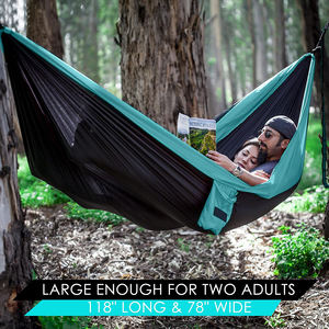 WOQI210Tナイロンシングルダブル屋外ポータブル超軽量キャンプダブルハンモック調節可能なツリーストラップ - Product Image 2