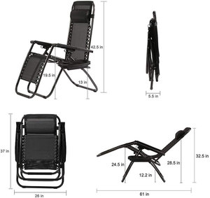 Chaise longue de plage zéro gravité pliable, légère, portable, confortable pour la chambre, l'hôtel et le parc - Product Image 2