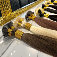 100% cheveux humains plat 100% extension de cheveux humains Remy russe en gros extrémité épaisse kératine plat U Nano I pointe Extensions de cheveux