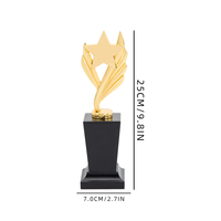 Fabricación de Trofeos Deportivos Personalizados, Estrella Dorada con Alas, Base de Madera, Impresión UV, Ensamblable, Gran Venta