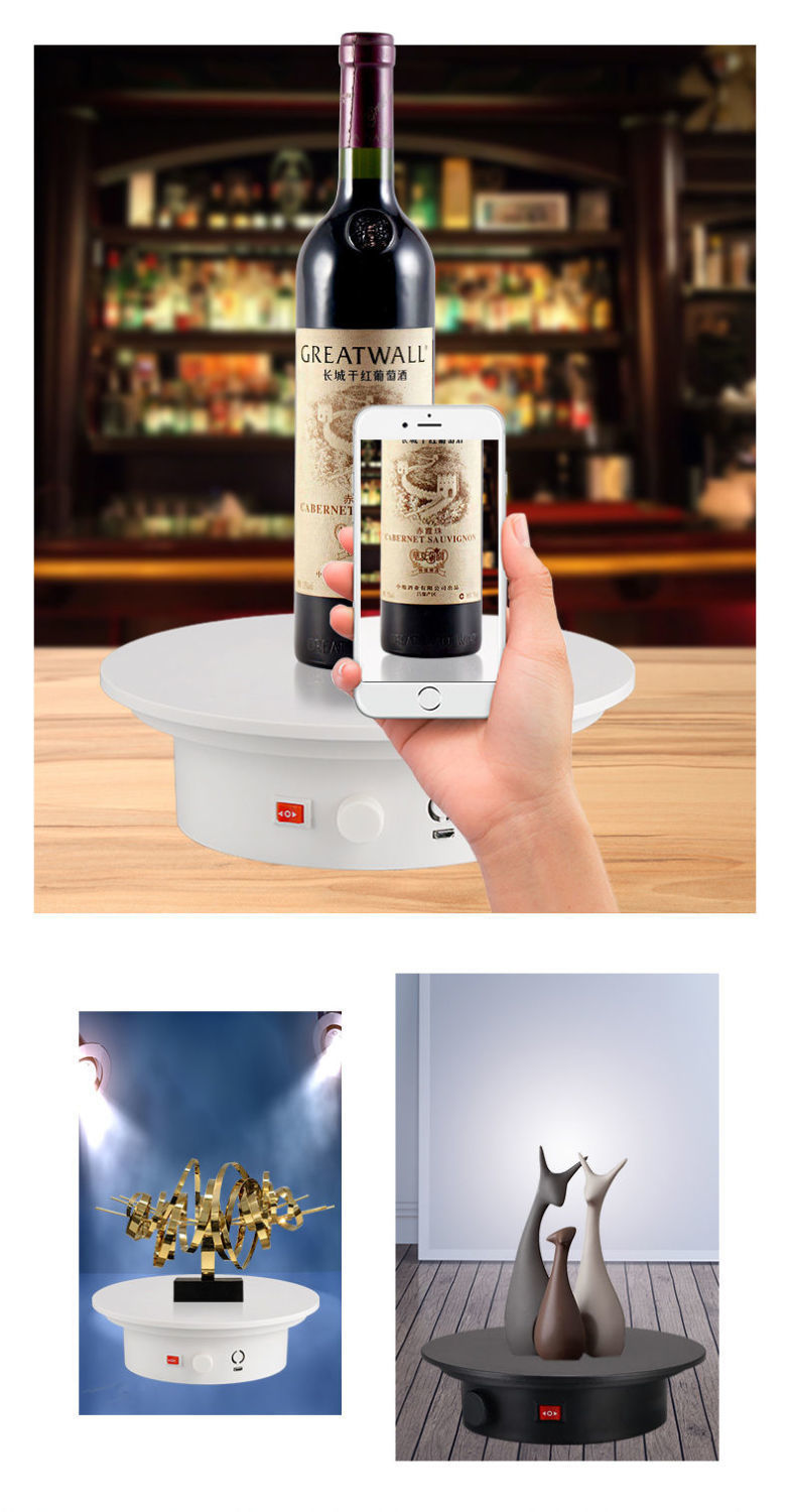 Présentoir rotatif électrique à charge de 30 cm 100 kg 360 ° Porte-bijoux pour plateau tournant, batterie pour photographie, accessoires de prise de vue vidéo, blanc 13 Présentoir rotatif électrique à charge de 30 cm 100 kg 360 ° Porte-bijoux pour plateau tournant, batterie pour photographie, accessoires de prise de vue vidéo, blanc 13