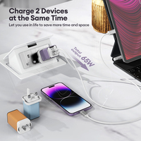 Pengisi daya ponsel adaptor perjalanan, 65W GaN pengisi daya dinding cepat 45 Watt UABC ganda PD QC3.0 pengisian daya ponsel
