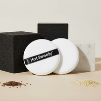 Bouffée d'éponge de maquillage en velours de beauté avec logo personnalisé rond à fibres courtes houppette de poudre pour le visage en coton
