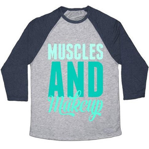 Camiseta de béisbol unisex de mezcla triple con estampado de músculos y maquillaje - Product Image 4