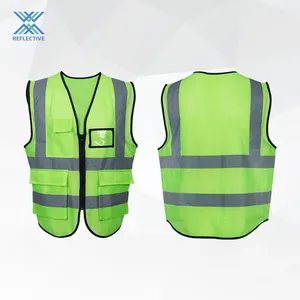 LX düşük adedi Hi Vis yeşil güvenlik yelek cepler ile özel Logo yansıtıcı güvenlik yelek