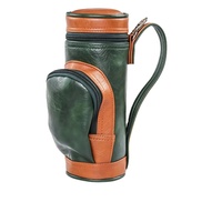 Sac de golf en cuir véritable à trois couches avec fermeture éclair, design portable, entièrement étanche, rangement pour accessoires à suspendre à la taille