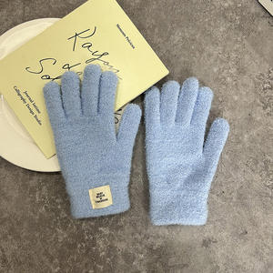 2024 gants d'hiver imperméables pour femmes épaissi tricoté chaud couleur unie bande doigt à la mode plaine pour les étudiants sport ski - Product Image 1