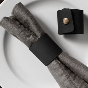 Japanese and Korean style minimalist PU leather napkin <b>ring</b>, Western restaurant and hotel napkin <b>clip</b>, European style napkin - Product Image 4