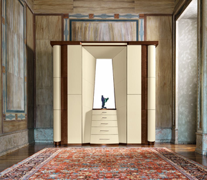 Meuble de salon de luxe, armoire murale modulaire en bois pour hall, meuble de salle à manger de villa avec miroir central - Product Image 1