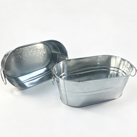 Seau à glace ovale en métal galvanisé de 15 L, personnalisable en gros, avec poignées en fil métallique, pour bière, vin, champagne, bar, barbecue, pique-nique