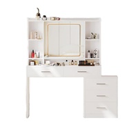 Coiffeuse moderne de luxe en bois massif, style crème, avec table de maquillage intégrée pour chambre principale