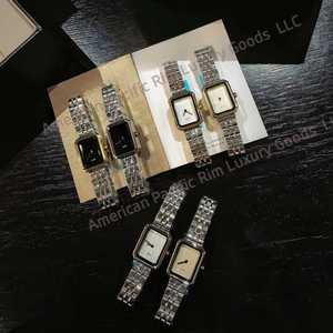 Nouvelle montre à quartz pour femme avec bracelet carré orné de pierres précieuses, bague et boucles d'oreilles – Ensemble de bijoux tendance pour femme - Product Image 1