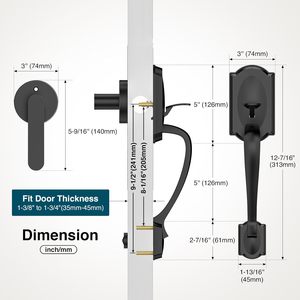Manija de Puerta Delantera Calzibeno, Negro Mate, Zinc, Estilo Tradicional, Palanca Reversible, Fácil Instalación - Product Image 4