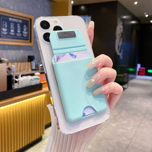 New for Phone Back-Mount Magnetic Flip Stand Lazy-Style Holder Silicone Card Case Wallet and Phone Stand for Desk