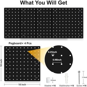 Panneaux d'organisation muraux en ABS noir personnalisé pour salle d'artisanat, garage, cuisine, atelier-à usage alimentaire - Product Image 2