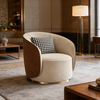Fauteuil de salon moderne et confortable avec base en métal, revêtement en tissu velours, fauteuil d'appoint nordique de luxe