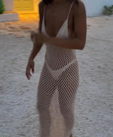 Fabricant personnalisé de maillots de bain, bikini de plage sexy tricoté pour femmes, robe bikini dos nu avec col en V en crochet