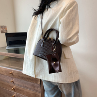 Sac à main dôme en cuir croco pour femme, sacoche à poignée supérieure avec fermoir tournant doré, grande capacité pour le bureau, les voyages et l'usage quotidien