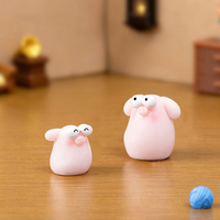 Figurines de cochon rose miniature aux grands yeux, miniatures en résine, accessoires de jardin féerique pour la décoration de la maison, de la voiture et des loisirs créatifs