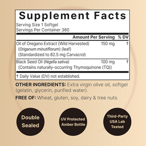 Capsules de supplément d'huile d'origan sauvage naturelle de haute qualité, à base de plantes, avec teneur en thymol - Product Image 2