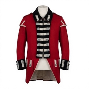 Manteau long en laine rouge pour homme, style historique, simple boutonnage, sur mesure - Product Image 1