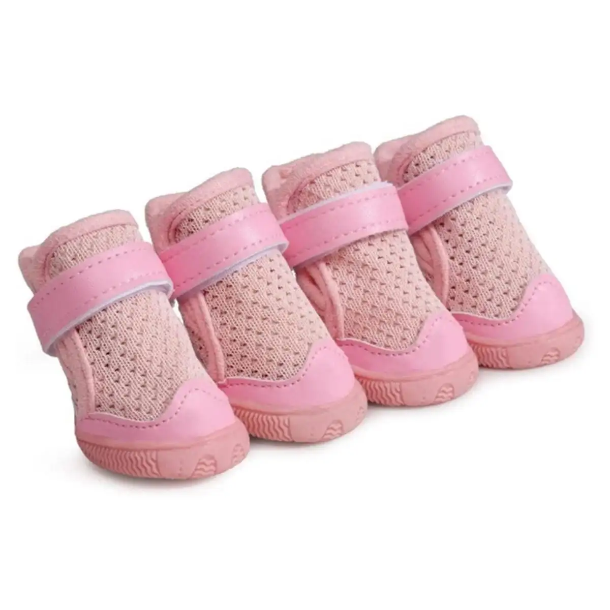 ZYZPET-botas para perro de PU con suela de goma antideslizante, zapatos de verano, malla transpirable, color rosa