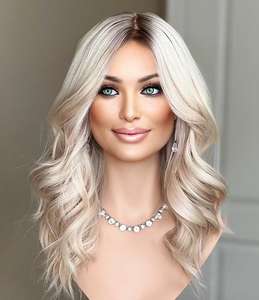 Glace Blonde Highlight Couleur Européenne Cheveux Dentelle Top Unique Noeud Lace Front Perruque Avec Diamant Dentelle pour les Femmes Perte de Cheveux - Product Image 1