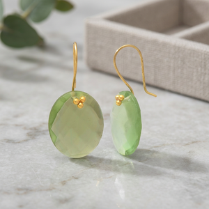 Boucles d'oreilles pendantes en argent sterling faites à la main avec pierre précieuse améthyste verte, tendance bohème, unisexes - Product Image 2