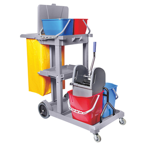 プロ仕様多機能ヘビーデューティー4輪プラスチック清掃カート清掃サービス用トロリー400ポンド容量（ホテル用） - Product Image 2
