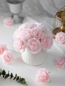 Têtes de fleurs de pivoine artificielles <span class=keywords><strong>rose</strong></span> pâle, aspect soyeux, fleurs artificielles adaptées pour la décoration de mariage, de fête, de gâteau, de salon, de table - Product Image 2