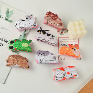 Dibujos animados pequeño lindo perro Corgi grandes pinzas para el pelo Animal Mini lindo Pvc tortuga Siamés <span class=keywords><strong>gato</strong></span> <span class=keywords><strong>atigrado</strong></span> pinza para el pelo garra - Product Image 4