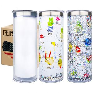 แก้วน้ำเก็บความเย็นแบบสโนว์โกลบ ดีไซน์ใหม่ DIY ประดับกลิตเตอร์ ผนังสองชั้น สแตนเลส 20 ออนซ์ เป็นมิตรกับสิ่งแวดล้อม ฝาเลื่อน ขนาด 6-12 นิ้ว - Product Image 1