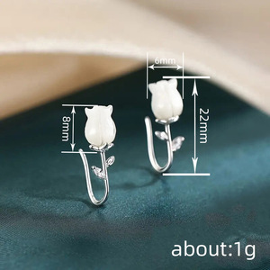 Eleganti Orecchini a Perno con Fiore di Fresia, Stile Coreano, Design Floreale in Acrilico, Gioielli da Donna alla Moda per Uso Quotidiano, Idea Regalo - Product Image 3
