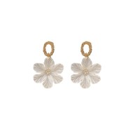 Boucles d'oreilles pendantes transparentes blanches en forme de fleur pour femmes, mode printemps-été, zircon plaqué or, boucles d'oreilles douces pour femmes