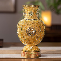 Vase en cuivre chinois de luxe, ornement en filigrane doré, sculpture décorative, décoration pour la maison et le bureau, cadeau d'entreprise haut de gamme