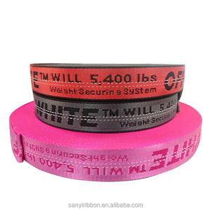 Custom Woven Emboss Knit Jacquard OFF Muster Logo Dickes <span class=keywords><strong>Nylon</strong></span> Gürtel band für Hunde halsband Gepäck Rucksack Taschen Gurtband - Product Image 5