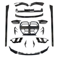 Kit aérodynamique V-Suit en fibre de carbone mate sèche de style MP pour BMW M3 M4 G80 G82 avec lèvre avant, calandre et aileron arrière